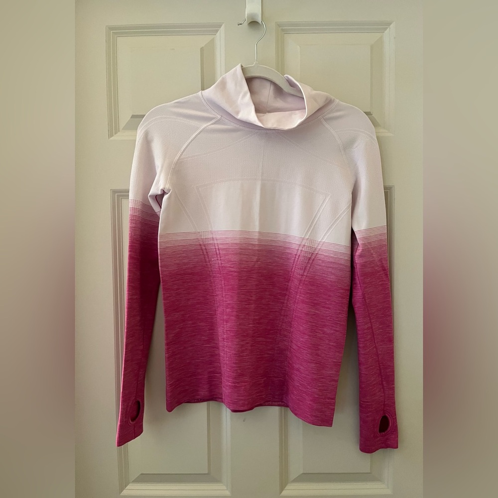 Ivivva by Lululemon Girls Mock Neck Sweater Long Sleeve Activewear white pink 14